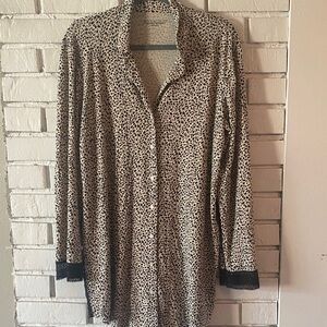 Victoria’s Secret Button Front Sleep Shirt Leopard